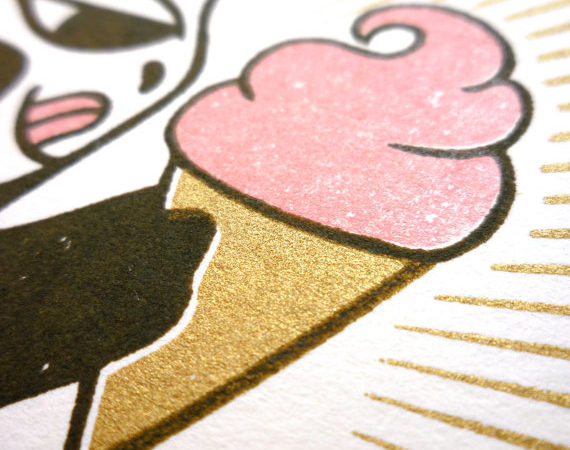 Monkey Loves Ice Cream – Limited Edition Gocco Print
